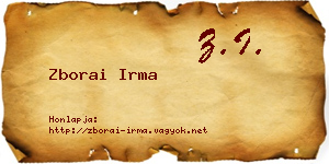 Zborai Irma névjegykártya